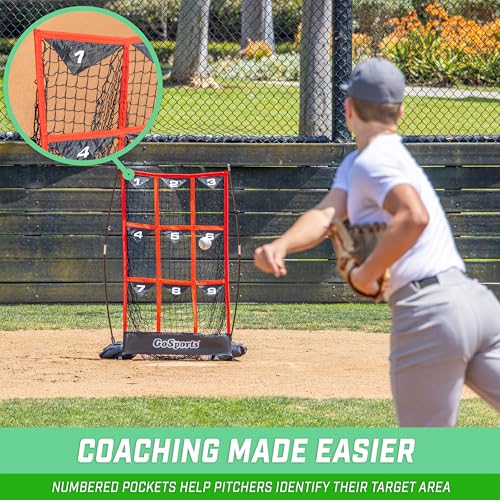 GoSports Red Baseball & Softball Strike Zone Pitching Net - Portable Practice Target