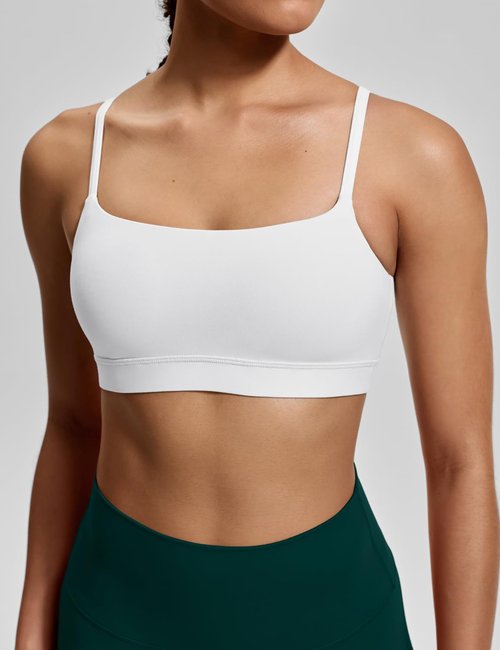HeyNuts Women's Scoop Neck Sports Bra - Padded Camisole with Thin Straps for Yoga | A-C Cups