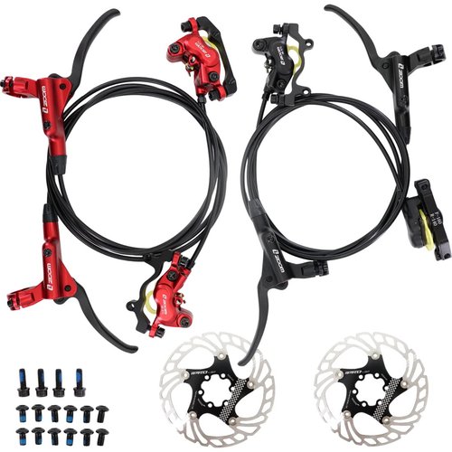 DJC 4 Pistons Hydraulic Brake Caliper MTB with Bike Floating Rotor Disc 160mm Left Front Right Rear Oil Brake HB876 (1# Black and Rotor Pair)