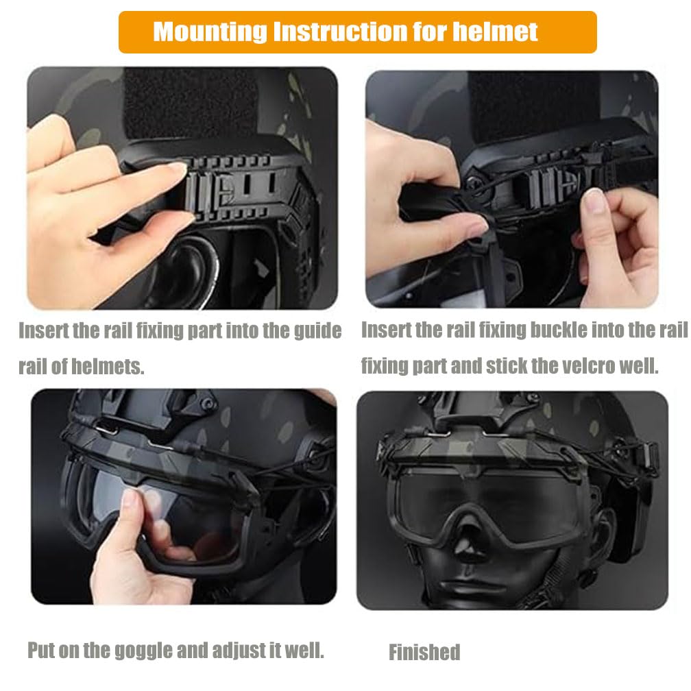 V3COOGOGEAR Tactical Split Two Modes Goggles Compatible with Airsoft Fast Helmet Paintball Hunting Field Outdoor (MCBK)