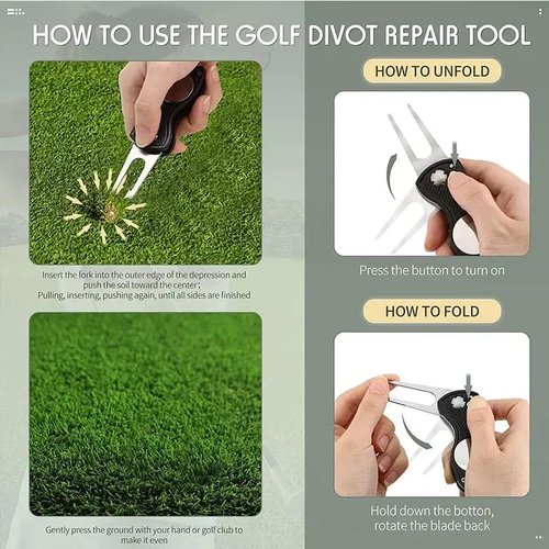 Patriotic Golf Divot Tool with USA Flag & Eagle Ball Marker - Perfect for Golfers (Black)