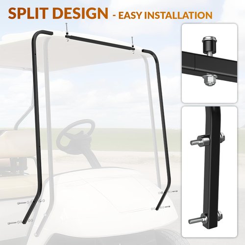 CLUBRALLY Golf cart Front Top Strut Support Brackets with Stainless Steel Screw Bushings Repair Kit,Front Roof Bar Support for 1994-2013 EZGO DCS/PDS/TXT/Medalist 2-Seater Model, #75045-G01,75465-G01