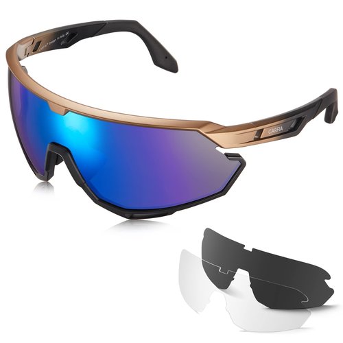 CARFIA Polarized Cycling Sunglasses for Men - 3 Interchangeable Lenses UV400/Shockproof/HD Vision CA5390