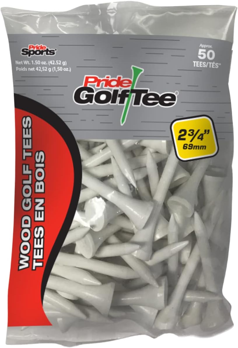 Pride Golf Tee - Deluxe 2-3/4 Inch Tees | 50 Count Bag for Optimal Performance