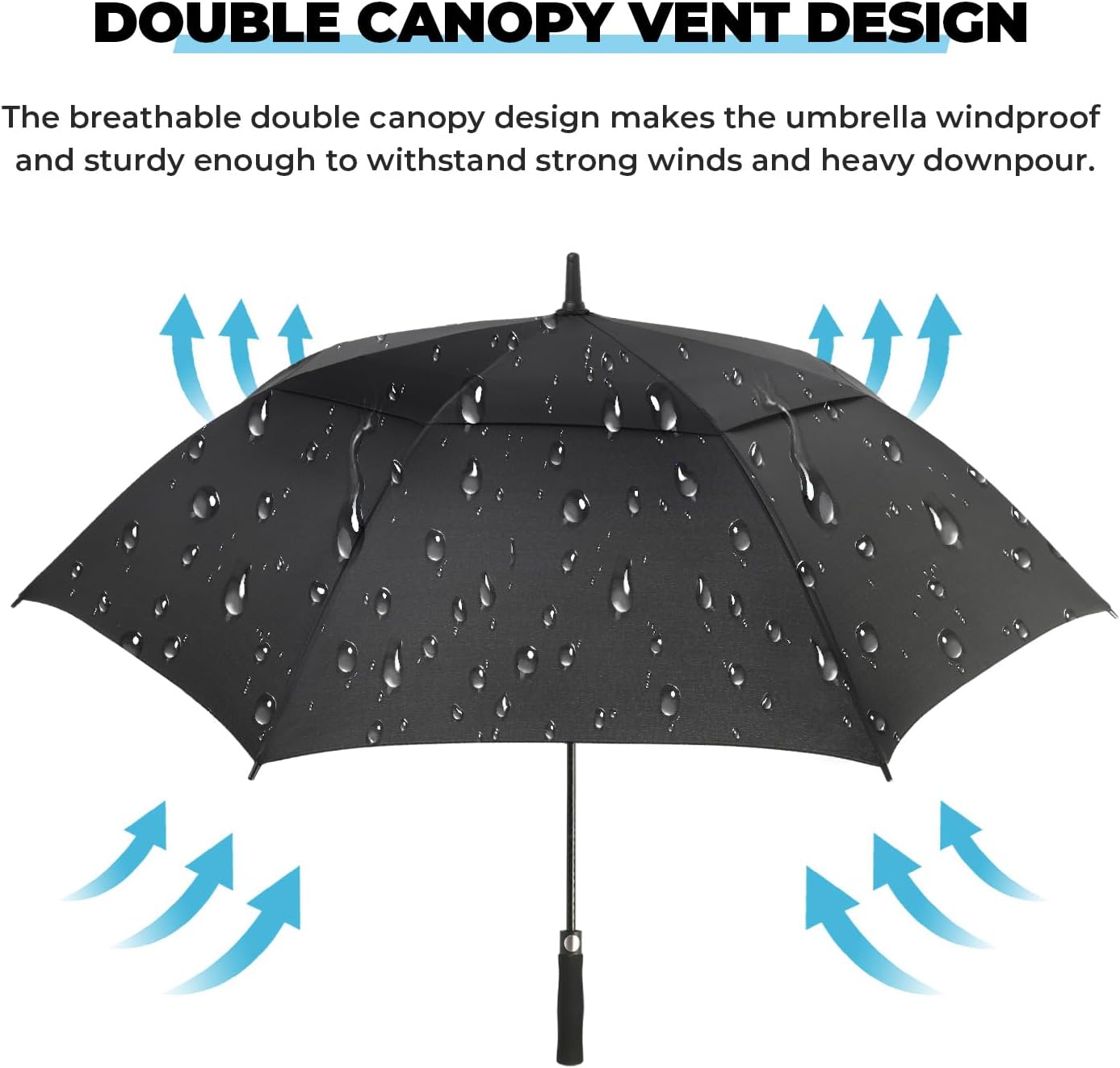 ZDSSM Automatic Open Golf Umbrella - Extra Large 54/62/68/72 Inch Windproof & Waterproof Canopy