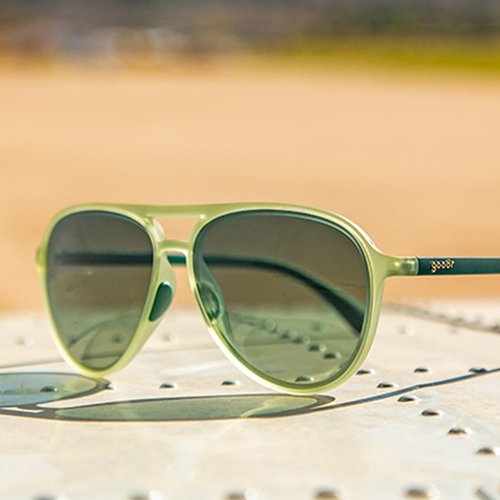 Goodr Buzzed On The Tower Polarized Aviator Sunglasses - Large Green Frames with Gradient Lens & UV400 Protection