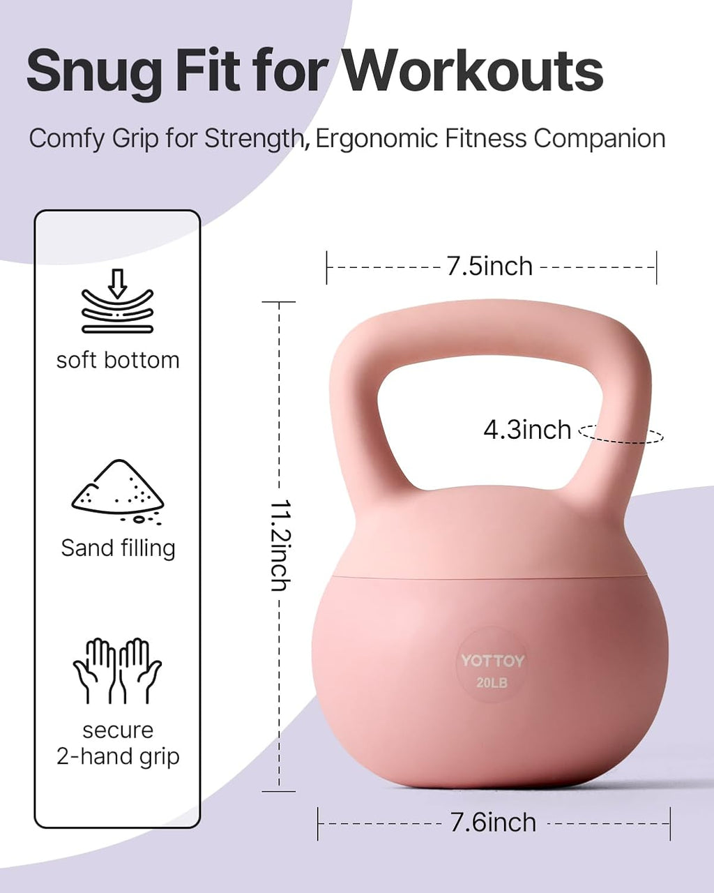 YOTTOY Soft Kettlebell - Anti-Slip Grip Weight for Home Workouts | Safe & Durable Design