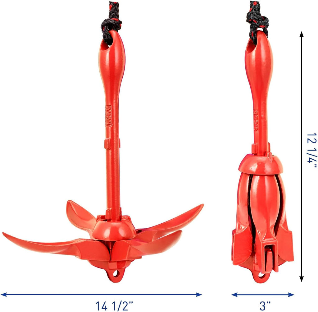 Young Marine Grapnel Anchor Kit - Lightweight 3.5 lbs for Small Boats, Kayaks, PWC & Jet Skis