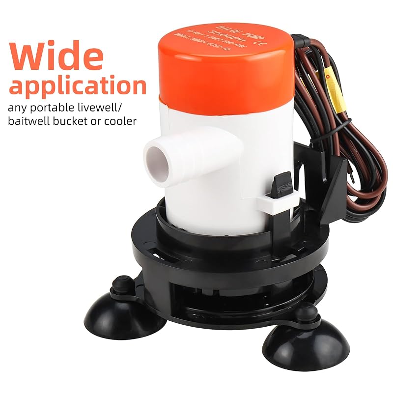 12V 350GPH Livewell Aerator Pump for Boats – Portable Aquarium/Bait Well
