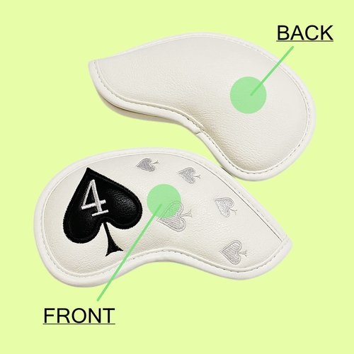 Golf Iron Head Covers 10 Pack #4-9 Pw, Sw, Aw, Xw Iron Covers Headcovers, White Synthetic Leather Golf Club Protector Designed to Fits All Golf Iron Clubs Titleist Callaway Ping Taylormade