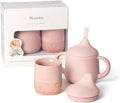 Moonkie Baby Training Cup Set - Sippy Cups for Baby-Led Weaning | 4 Months+ | Blush Color, 2 Pack