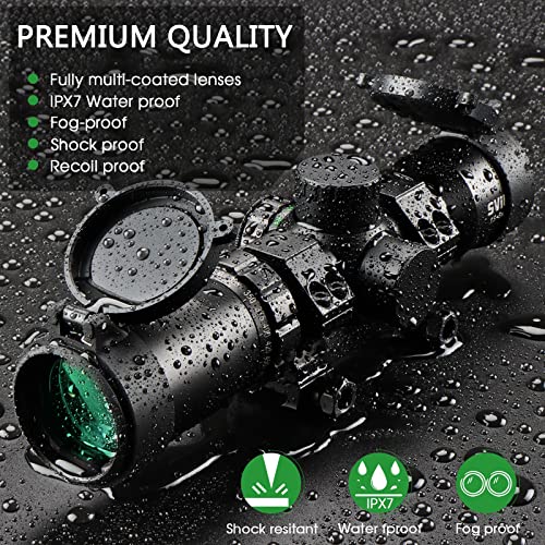SVITVU Crossbow Scope 1.5-5x32 Red/Green Illuminated Reticle Waterproof 300-450FPS
