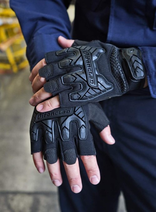 Ironclad IEXT-FIBLK-05-XL Tactical Fingerless Impact Glove Black, X-Large