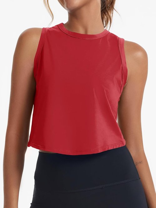 Fisoew Women's Racerback Cropped Tank Top - Sleeveless Yoga & Workout Shirt | Comfortable Fit