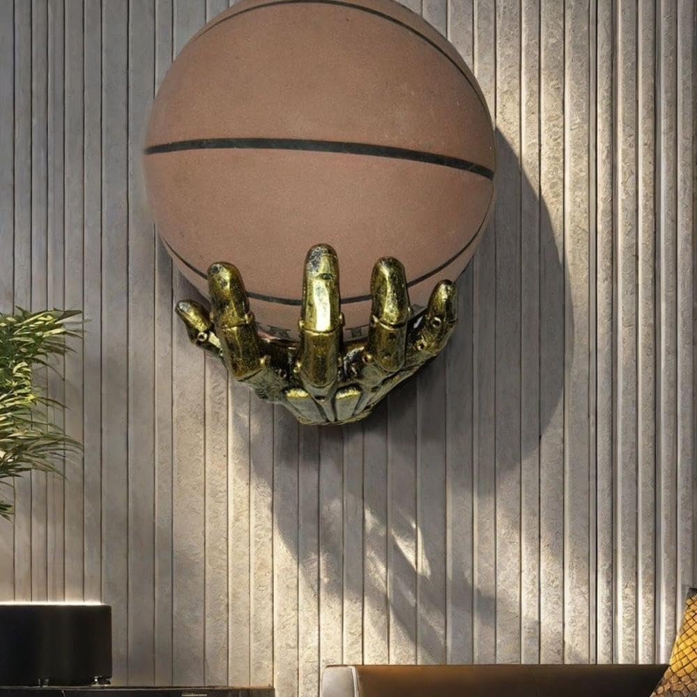 Skiennix Mechanical Hand Basketball Holder - Punk Style Wall-Mounted Storage Rack | Space-Saving Display for Garage and Room Decor