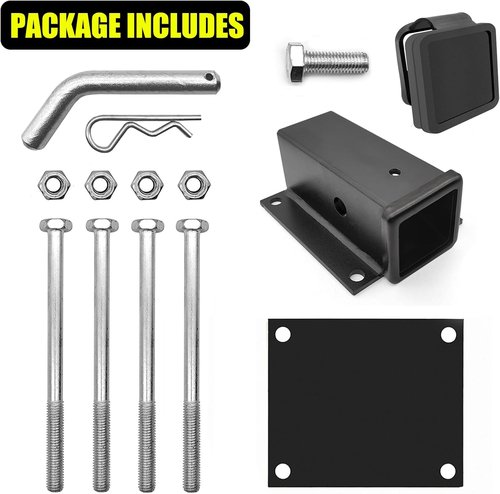 KAIRAY Bolt-On RV Bumper Hitch Receiver Adapter - 2" Receiver for 4-4.5" Beams | Includes Hitch Pin & Cover