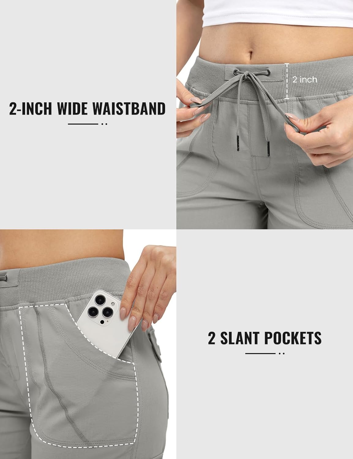 Rdruko Women's Cargo Capris - Lightweight Quick-Dry Hiking Pants with Pockets | Summer Casual Style
