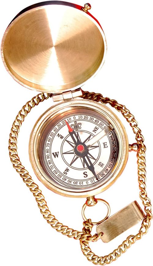 Brass Compass 'Not All Those Who Wander are Lost' Personalized Compass with Leather Case - Inspirational Compass for Wanderer Traveler Graduation Gift Birthday Gift Travel Gift
