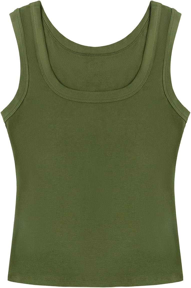 SVALIY Women's Fitted Ribbed Tank Top - Square Neck Sleeveless Shirt for Summer | Stylish Basic Top