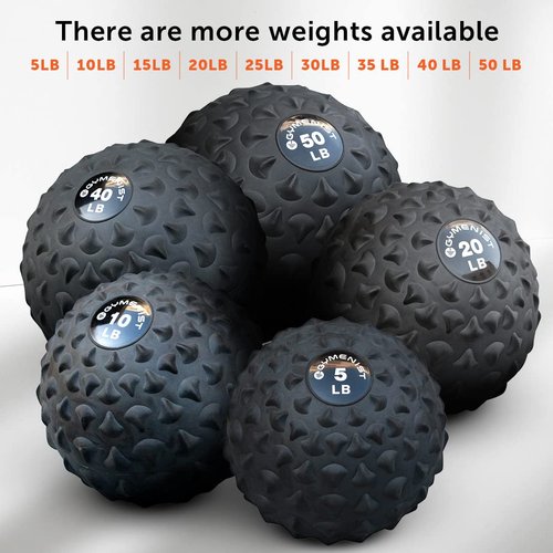 GYMENIST Weighted No Bounce Slam Ball Intensive Workout Training Gym Exercise Weight Balls Equipment (15-LB, Black Extreme)