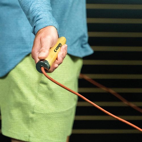 Cannon Sports Leather Jump Rope with Ball Bearing Wooden Handles for Fitness & Home Gym (9.5 FT)