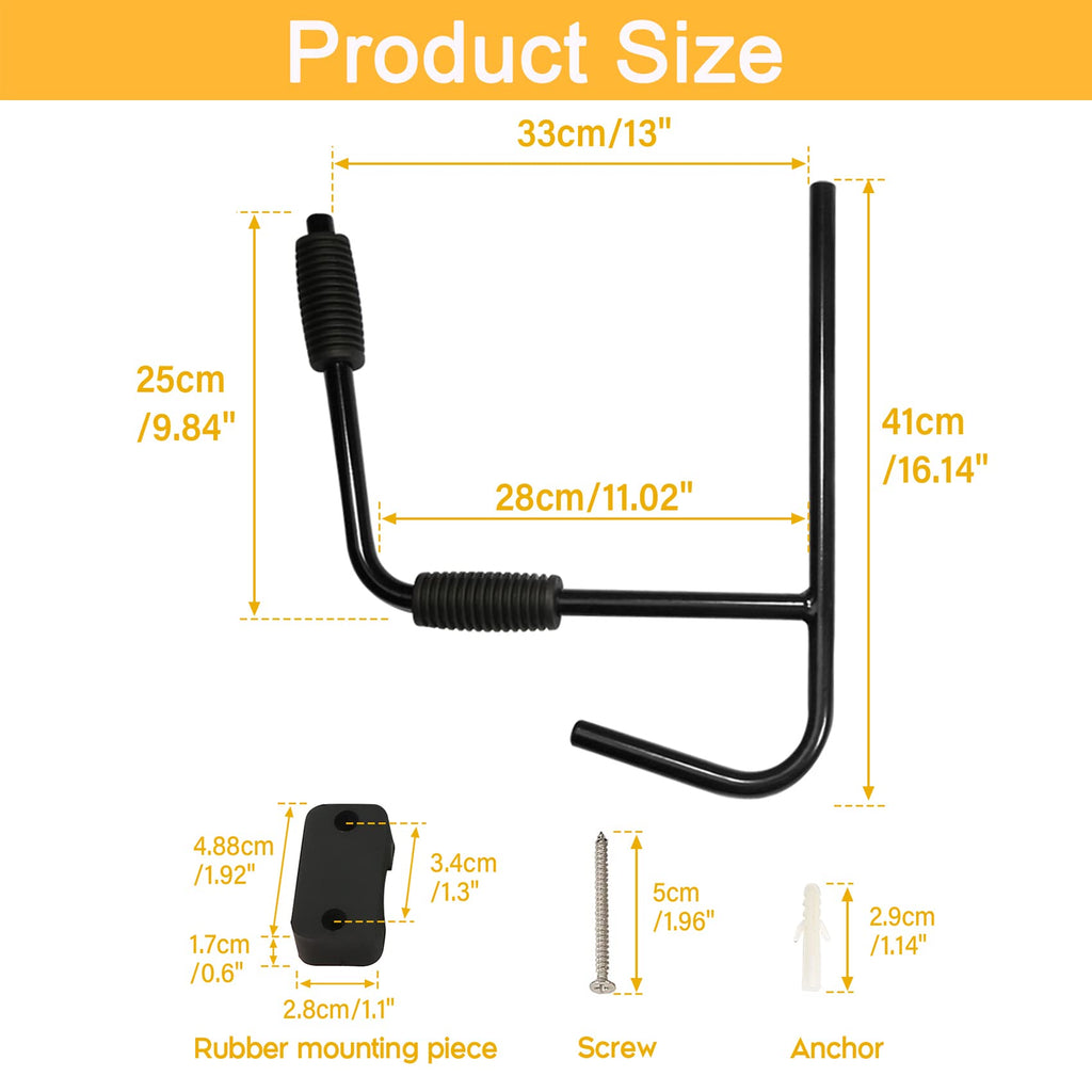 PIRIPARA Kayak Storage Rack Wall Mount 2 Pairs Garage Kayak Storage Hanger, Wall Bracket Holder for Kayaks, Canoe, Surfboard, Paddle Board, Max Load 100LBs, Black
