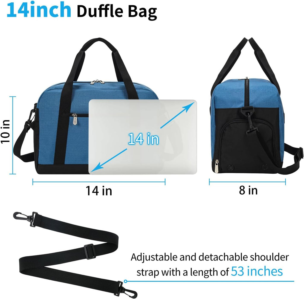 Skiennix Mini Duffel Gym Bag - Lightweight 14-Inch Design with Shoe Compartment - Blue