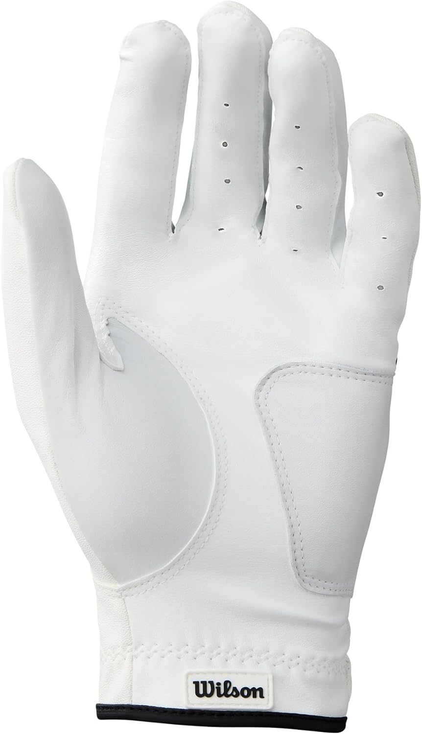 WILSON Men's Grip Plus Golf Gloves - Enhanced Comfort & Control | White/Black