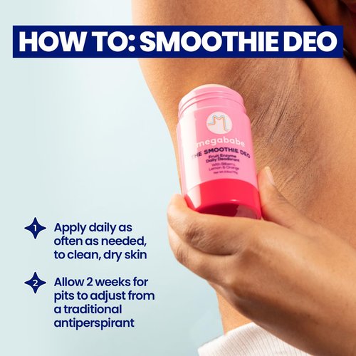 Megababe Daily Deodorant - 72-Hour Odor Protection with Coconut & Fruit Enzymes | Aluminum-Free, All Natural | 2.6 oz