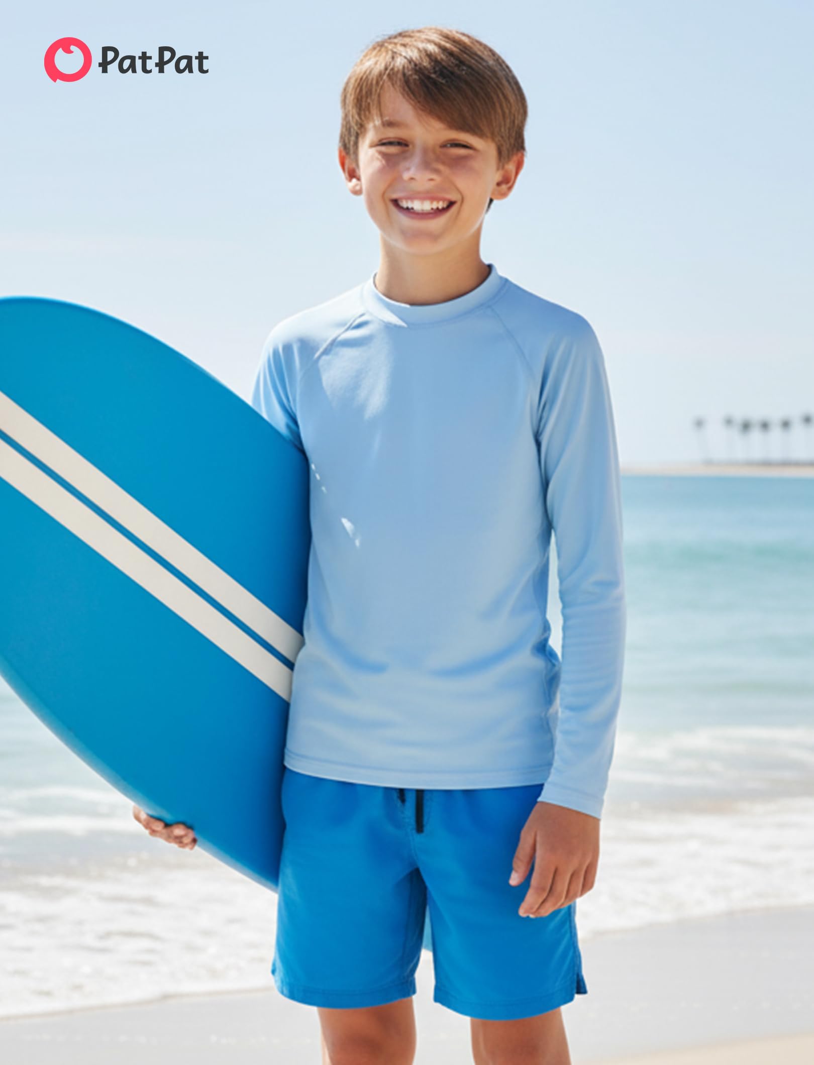 PATPAT Boys Rash Guard Swim Shirts Long Sleeve UPF 50+ Sun Protection Shirt Youth Quick Dry Water Surf Fishing Shirts 5-16Y
