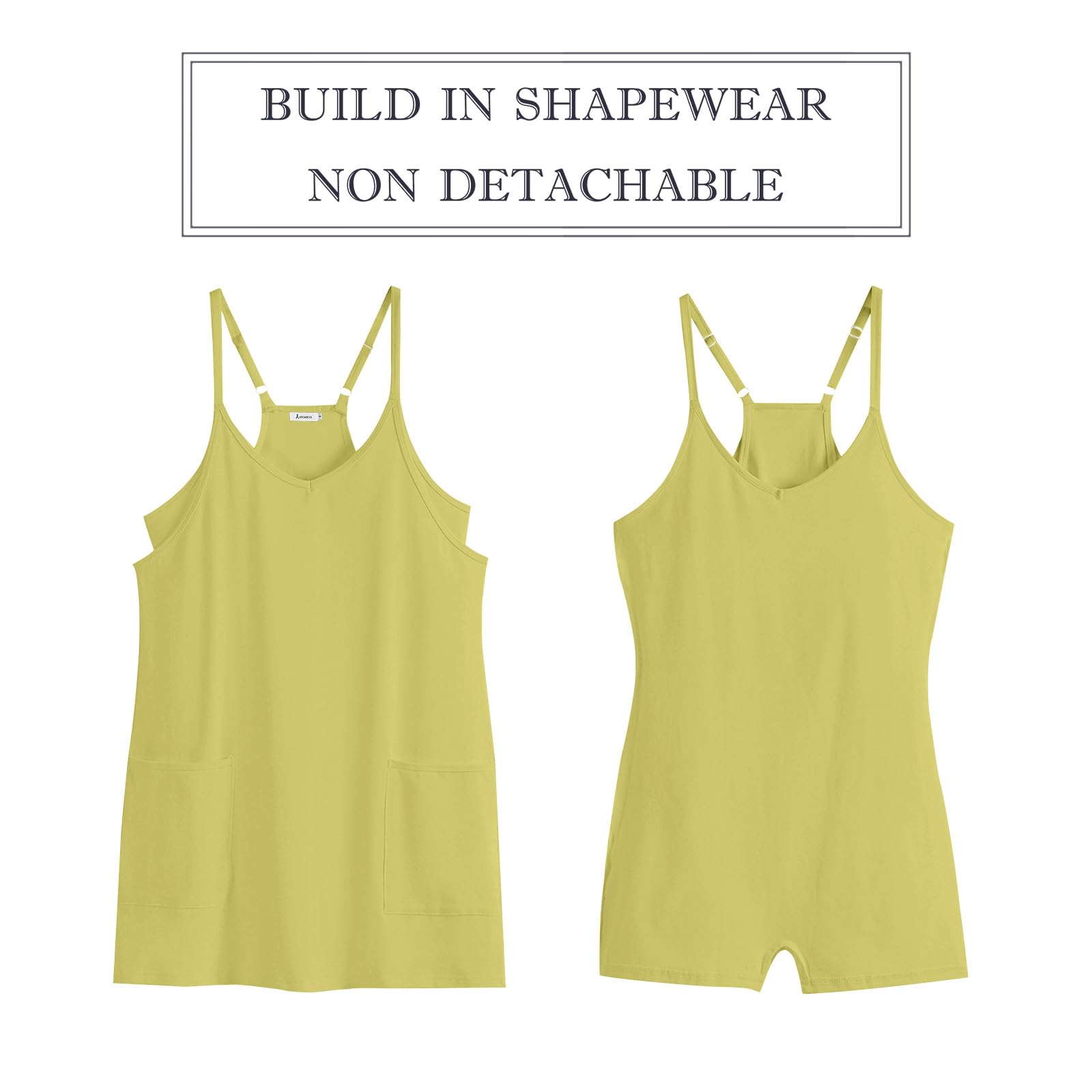 ANRABESS Women Athletic Dress Summer Tennis Workout Active Sports Mini Romper Dress Built in Shorts Travel Vacation Clothes Light Green XX-Large
