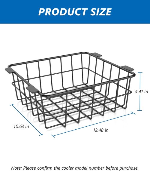 Wire Basket for Ninja FrostVault Hard Cooler & Wheeled Cooler - Heavy-Duty Organizer Rack for Efficient Storage, Dry-Goods Basket for Perfect for Camping Trips or Outdoor Parties, Black(L)
