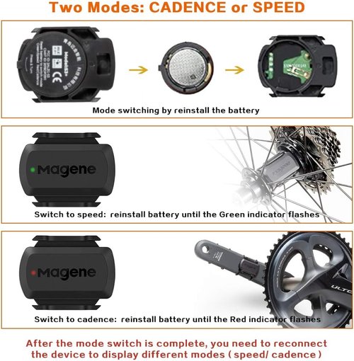 Magene Speed/Cadence Sensor - Wireless Bluetooth & ANT+ Cycling RPM Monitor for Road & Spin Bikes