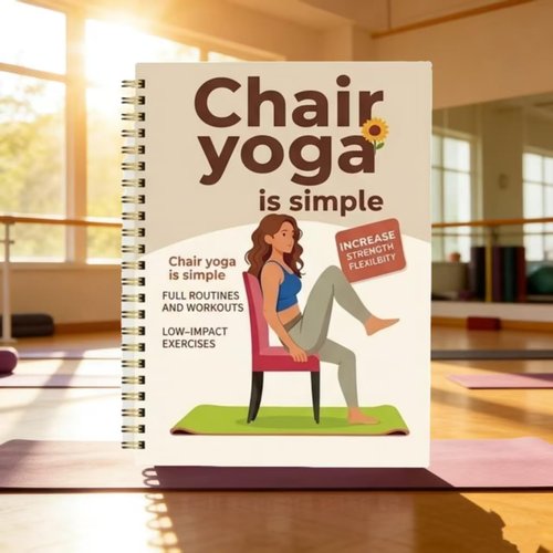30-Day Chair Yoga Guide by Regine Switzerland - 60 Workouts for Weight Loss & Flexibility | Spiral Bound, 5.5x8.3 Inch, Beige