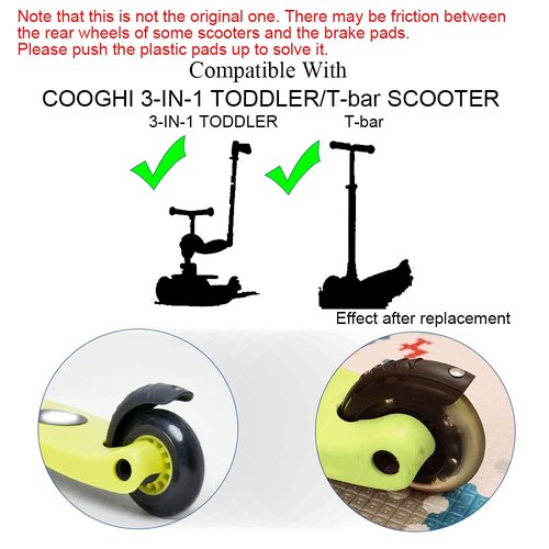 Rear Brake Pads of Scooter Compatible with Globber Evo Primo Series,COOGHI 3-Wheel Scooter(Black)