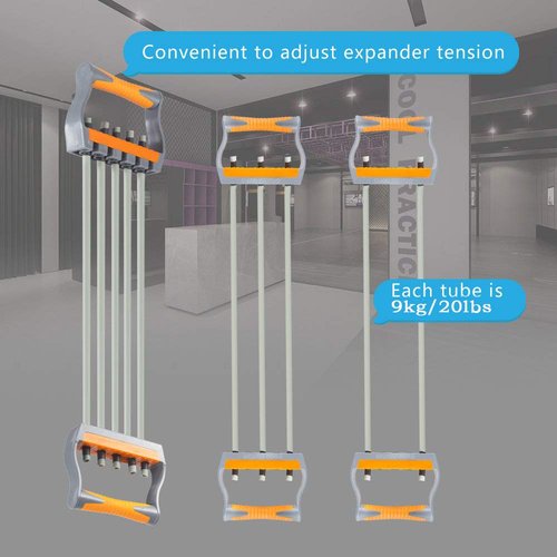 TOCO FREIDO Chest Expander, 5 Tubes Ajustable Arm Strength Trainer, Exercise Resistance Bands for Home Fitness Muscle Training