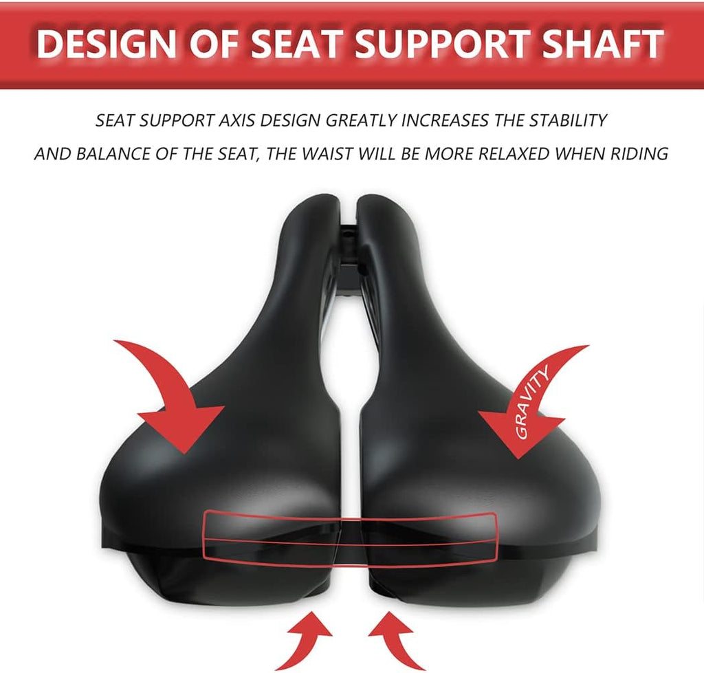 Skiennix Width Adjustable Bike Seat - Comfortable Prostate-Friendly Saddle for All Bike Types