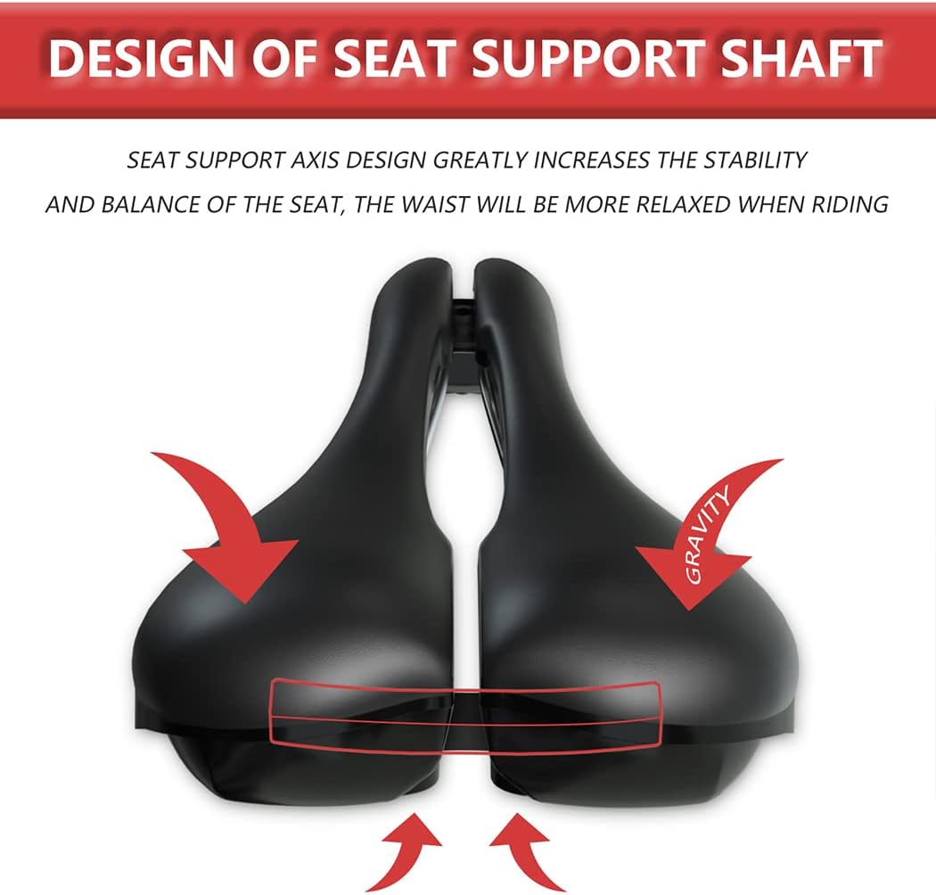 Skiennix Width Adjustable Bike Seat - Comfortable Prostate-Friendly Saddle for All Bike Types