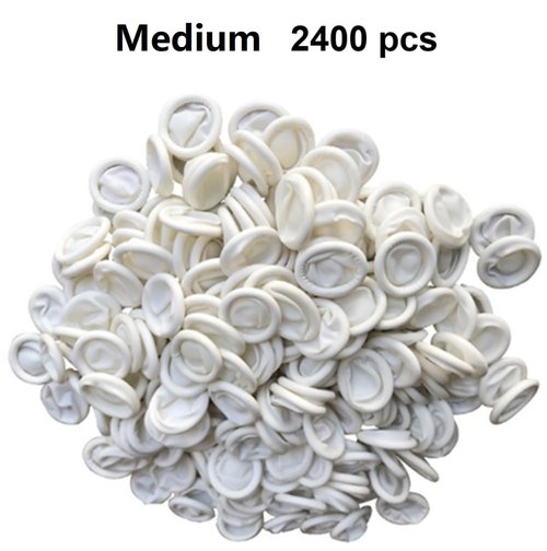 ANSLYQA Finger Cots, (Medium,2400 Pcs) Disposable Latex Finger Covers Anti Static Rubber Fingertips Protective for Electronic Repair,Crafting Industrial Apply, White