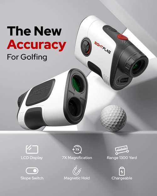 GF2 Golf Rangefinder - Accurate Slope Measurement & Pin Lock Vibration | 1300 Yards Range