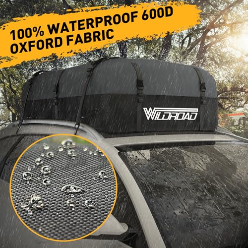 Wildroad 25 Cu Ft Waterproof Rooftop Cargo Bag Black - Anti-Tear 600D Fabric