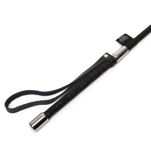Fifty Shades of Grey Sweet Sting Riding Crop - 24 Inch Leather Riding Crop for Spanking - Soft Rubber Handle & Braided Stem - Black/Silver