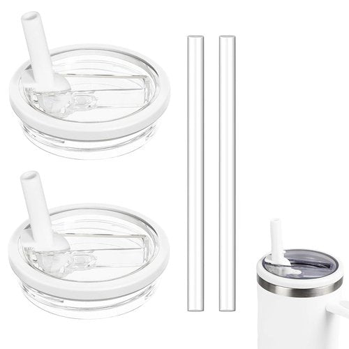 2 Pack 30oz Detachable Flip Straw Lid Replacement for Stanley Quencher H2.0 and ProTourLeak Proof and Dust-Proof Lid,Reusable Tumbler Cover for Stanley Cup (White, 30oz)