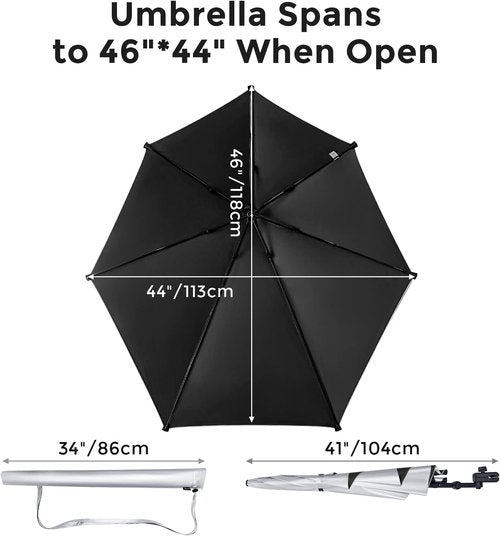 G4Free Beach Umbrella - UPF 50+ Adjustable XL with Universal Clamp for Chairs & Strollers