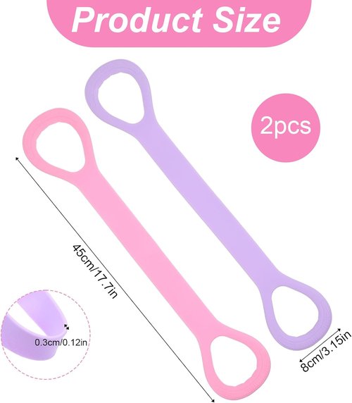 Gjinxi Resistance Bands Set - 2pcs Figure 8 Bands with Handles for Yoga & Pilates - Pink & Blue