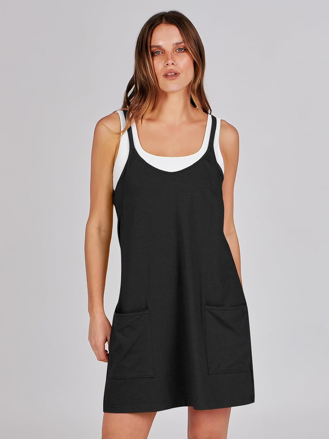 Caracilia Women's Athletic Mini Dress - Casual Sleeveless Romper with Built-In Shapewear | Perfect for Summer Workouts