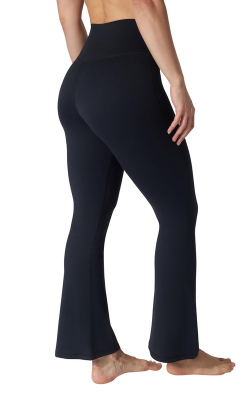 Yogalicious Womens Flare Legging Crossover High Waisted Squat Proof Bootcut Yoga Pant 29"/31.5" - Black - Large