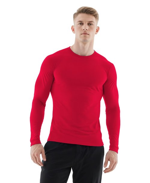 RGJU Undershirt Men Long Sleeve Slim Fit Sport Crewneck Thermal Shirt(red,S)