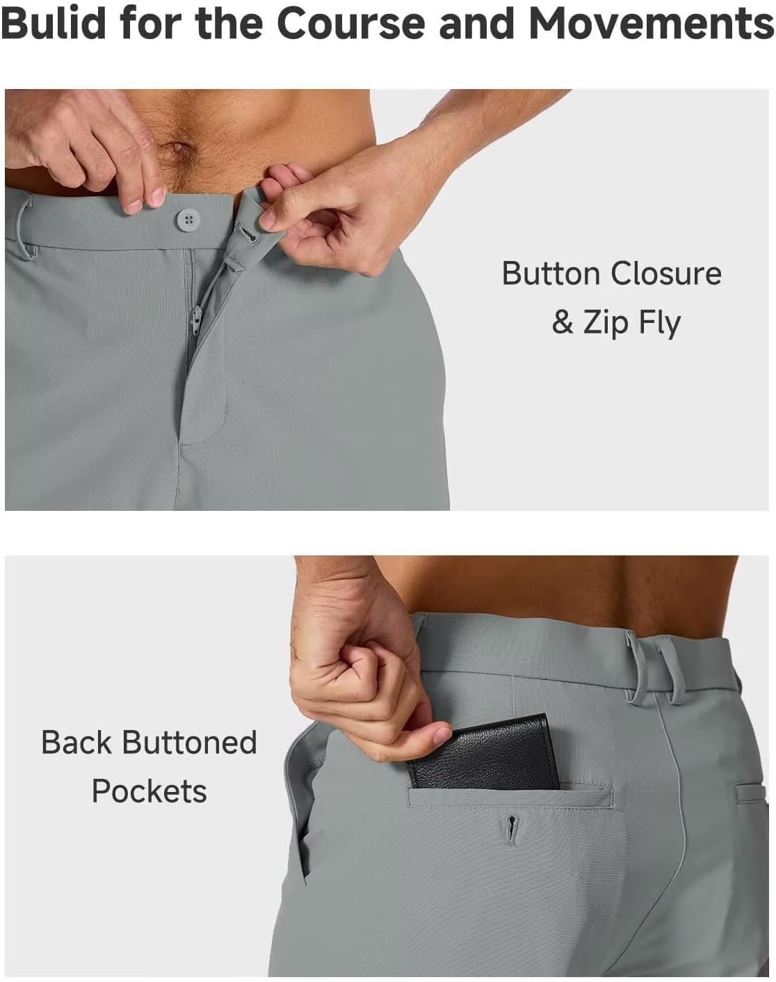 SNOWTEN Men's Classic Fit Golf Shorts - Lightweight Stretch Hiking Shorts with 4 Pockets | 7/9/11 Inch