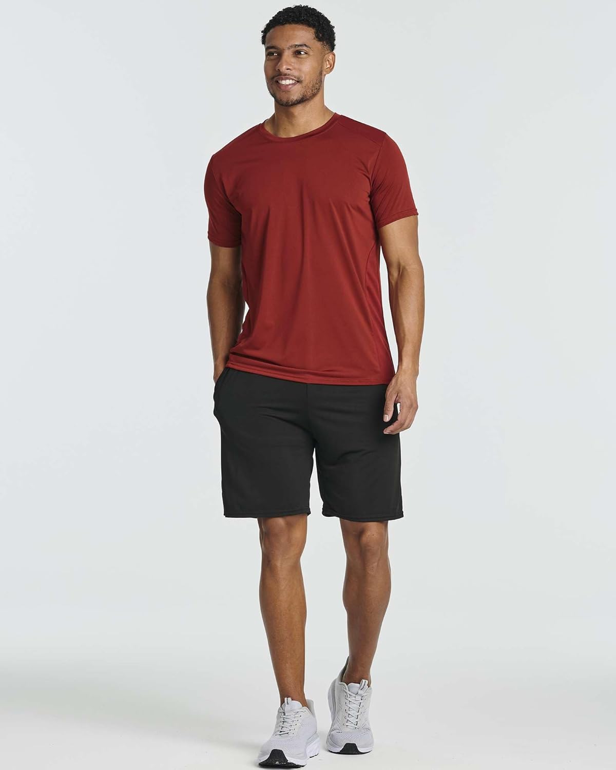 Real Essentials Men's Dry-Fit Crew Neck T-Shirts - 5 Pack for Fitness & Gym Workouts